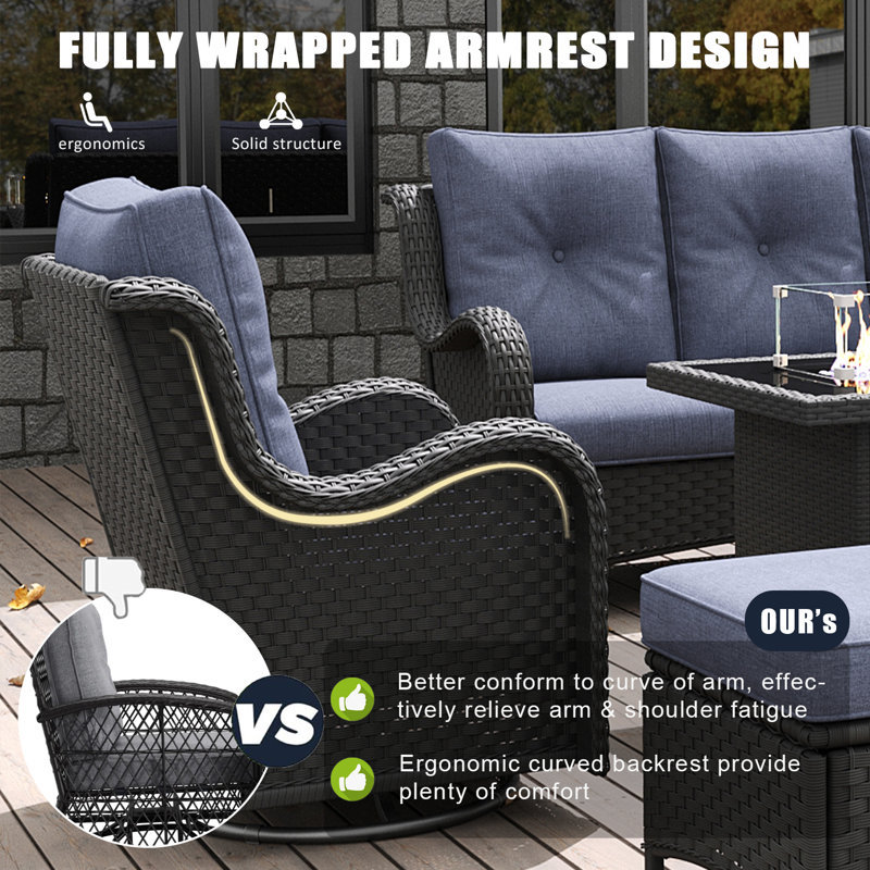 Metal Outdoor Glider, Navy, Black