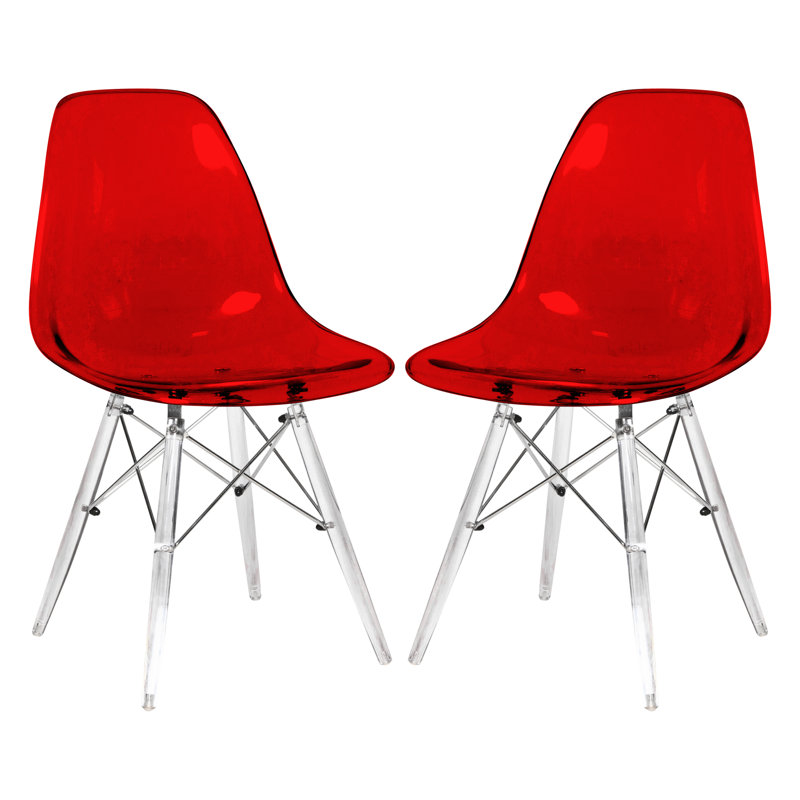 Culley Modern Acrylic Side Chair – Armless Transparent Accent Chair Lightweight Molded Plastic Seating for Dining Room, Kitchen, Vanity, Office, or Banquet