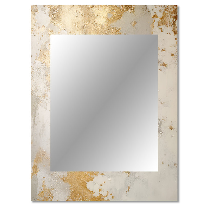 Fizzs beige et or fantaisie - miroir décoratif abstrait, miroir mural beige, impression d'art en métal, 40 po x 30 po