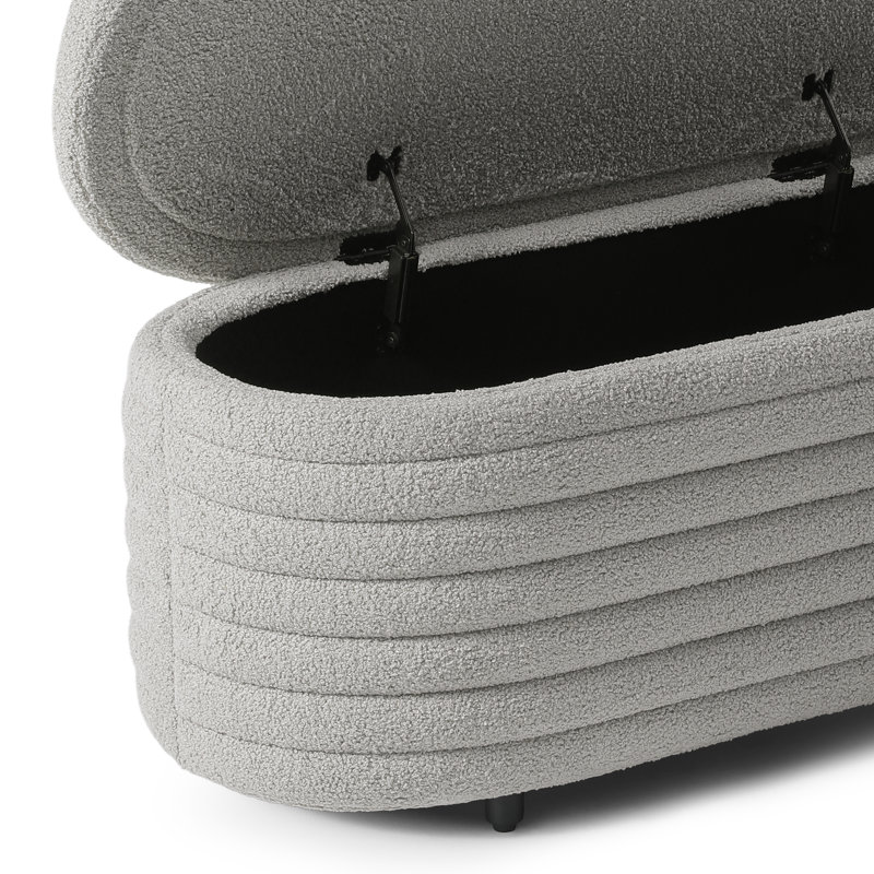 Bayville 42" Wide Sherpa Storage Bench, Gray, 18.1" H x 42.5" W x 17" D