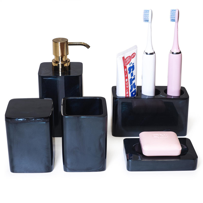 Cotrufello Bathroom Accessory Set, Pearl Black