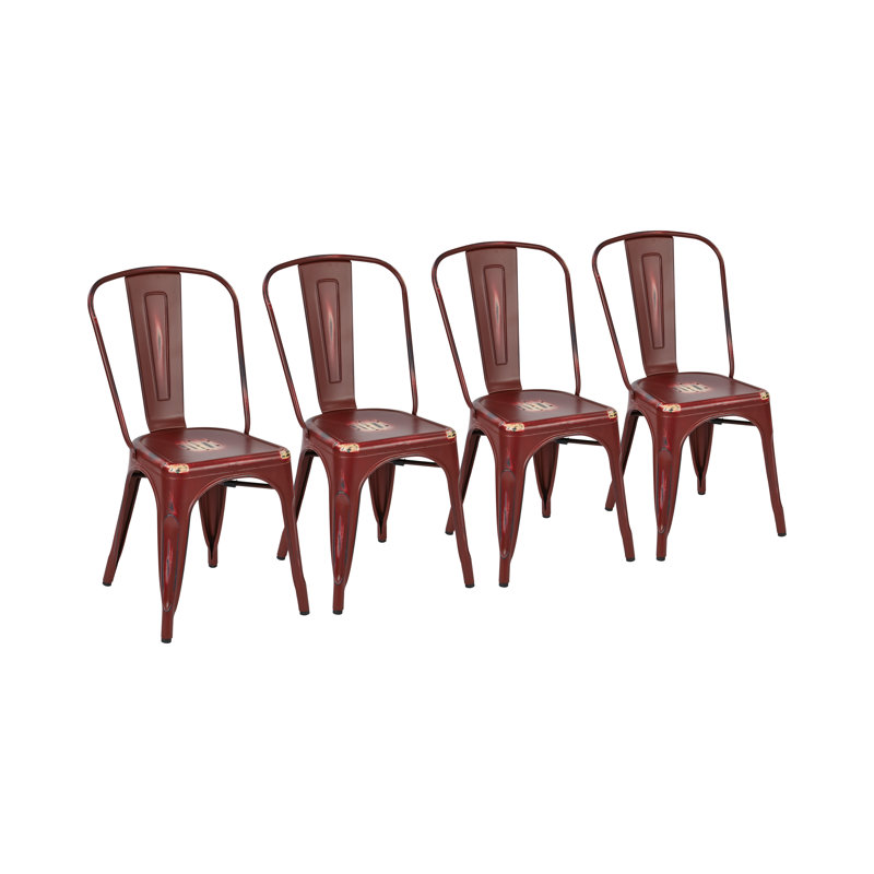 Chaise de salle à manger empilable en métal Ogawa, Rouge