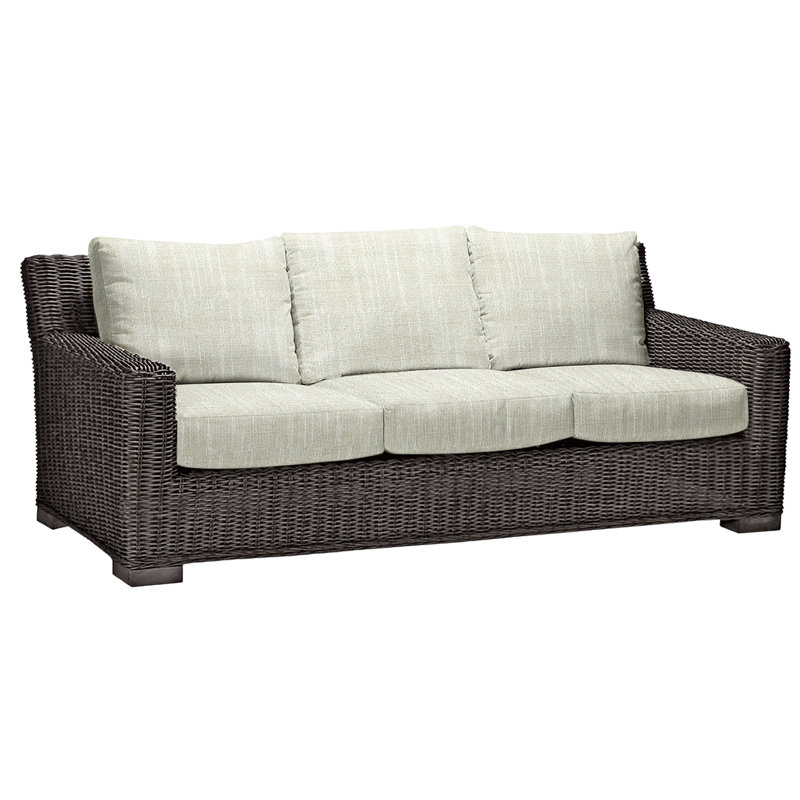 Canapé rustique tissé - Noyer noir, Welt, InsideOut® Rollo ‑ lin crème, Noir noyer