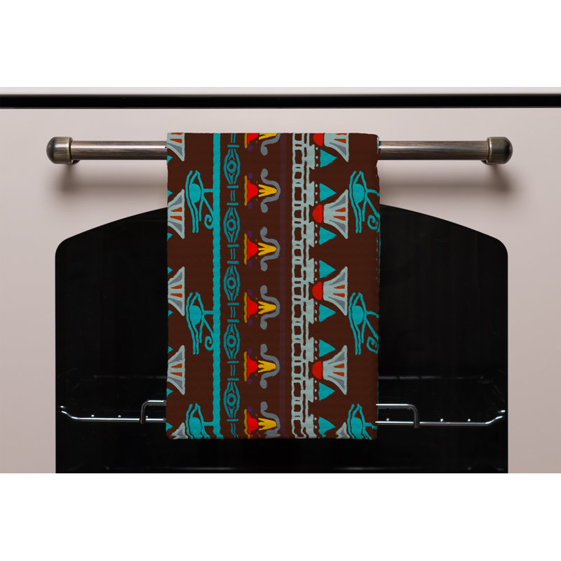 Cotton Waffle Tea Towel Kitchen Towel, Brown/Blue/Red