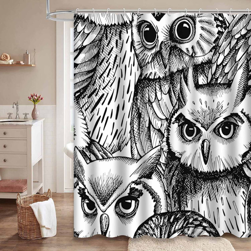 Rideau de douche Owls, L 72 po x l 78 po