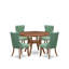 Cet ensemble de table de salle à manger 5 pièces comprend une table de salle à manger et 4 chaises rembourrées en tissu de polyester vert saule avec dossier capitonné, noyer antique-1216979760