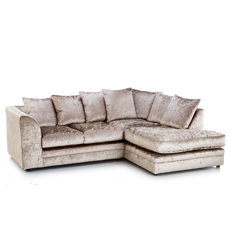 Romelia 3 Seater Velvet Sofa & Chaise, Mink, Right Hand Facing