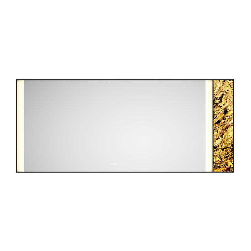 Miroir de 84 po x 36 po pour meuble-lavabo à DEL, brouillard à fixation murale, grand miroir de meuble-lavabo moderne à cadre noir, fabuleux cadre à l'arrière