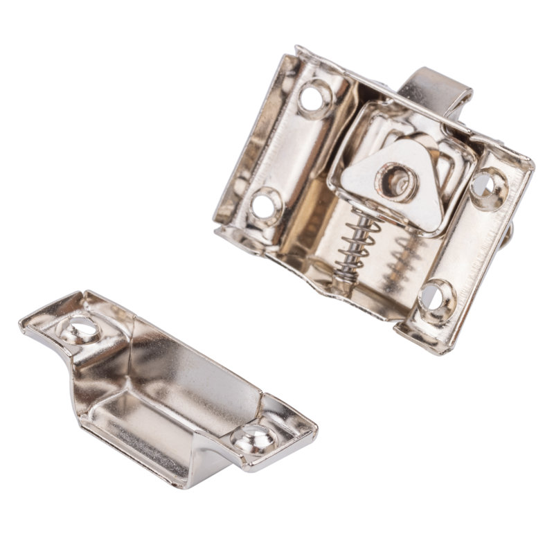 Small Nickel Oval Turn Cabinet Latch with Mounting Screws