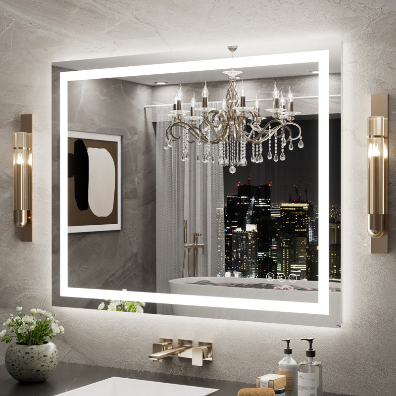 UL Certified Front & Back LED Anti-Fog Tempered Glass Bathroom Vanity Mirror, 39" x 32" 