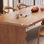 Nordic style solid wood rectangular table set.