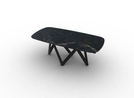 Cartesio Extendable Tables, 29.63"H x 65"L x 39.38"W, Black Statuary Marble, Matt Black