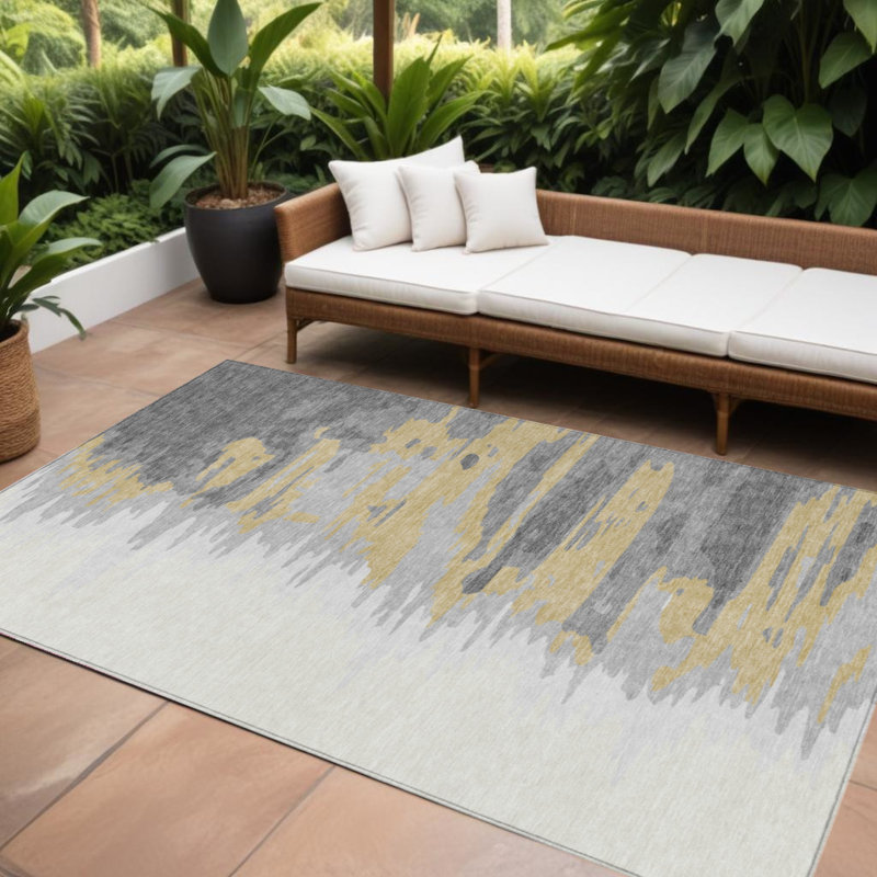 Tapis intérieur lavable abstrait 9 pi x 12 pi gris