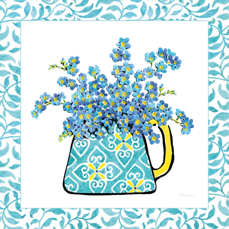 Floral Teacup IV Vine Border by Beth Grove - Wrapped Canvas Painting, 30cm H x 30cm W x 3.8cm D