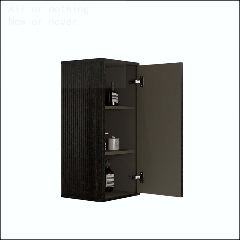 Armoire flottante murale rayée, Brun-noir