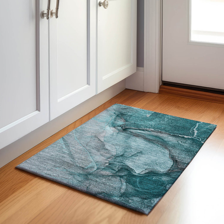 Premium Machine Washable Cerrito AMF524 Teal Rug