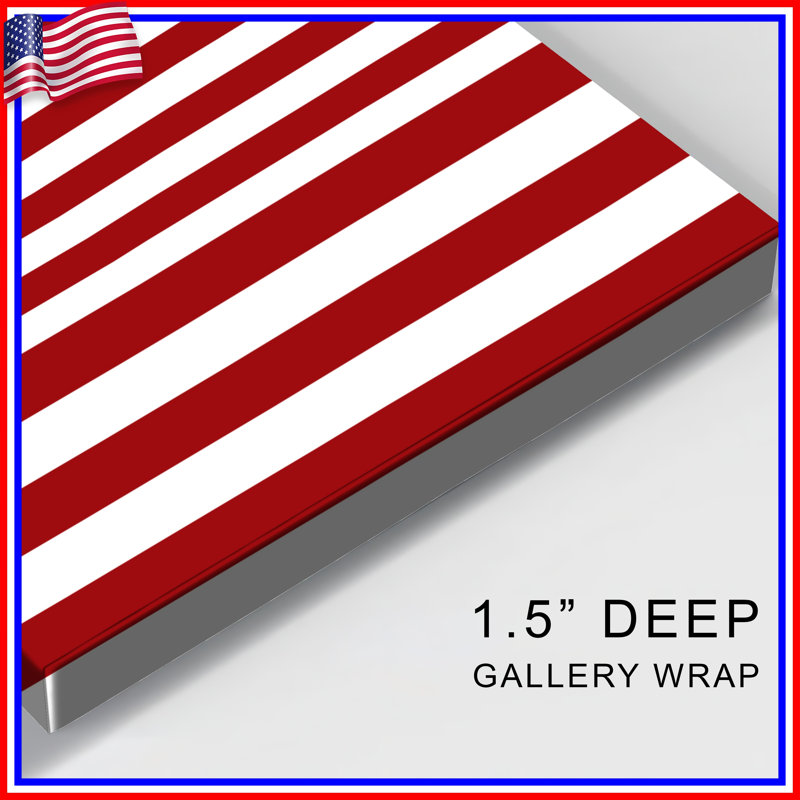Red White Stripes Canvas Gallery Wrap in Many Sizes, 16 po x 16 po
