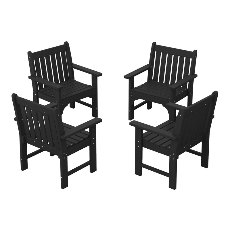 Ensemble de 4 chaises de jardin Laguna Abbeville Poly, Noir, noir, noir, noir