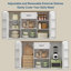Buffet avec 2 armoires, 1 tiroir et tablettes ouvertes-1059253719