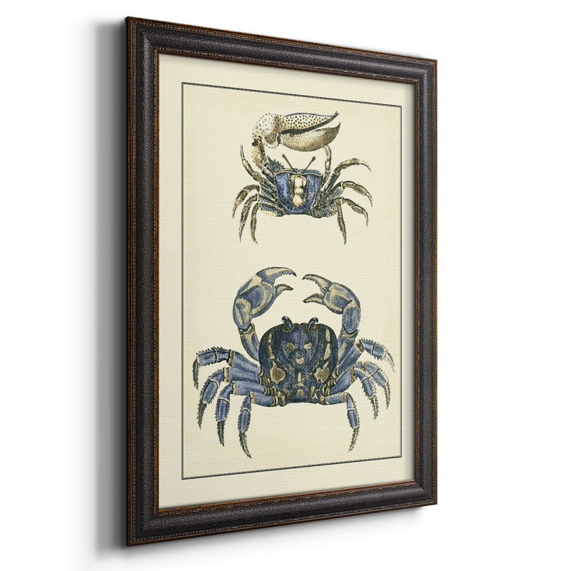 Toile encadrée de qualité supérieure antique Blue Crabs II - prête à être accrochée, H 27 po x l 18 po x P 1 po