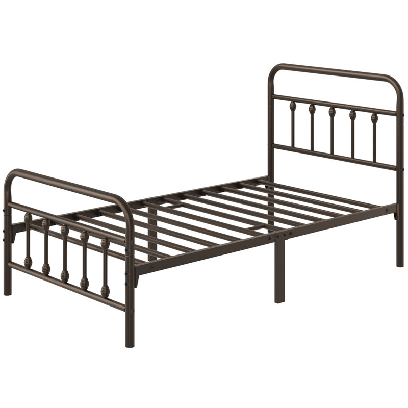 Metal Bed Frame with Vintage Headboard, Single (3'), Pink