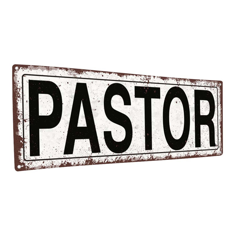 " Distressed, Pastor Metal Sign ", 11.5" H x 31" W