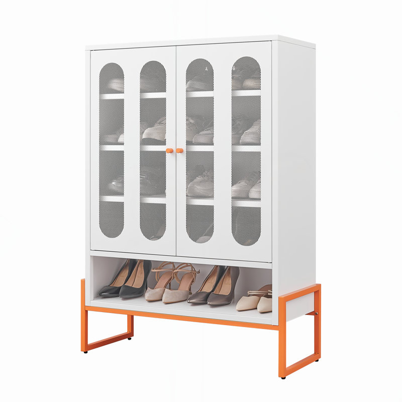 Armoire à chaussures autoportante polyvalente avec des fonctionnalités avancées pour un rangement optimal, Blanc