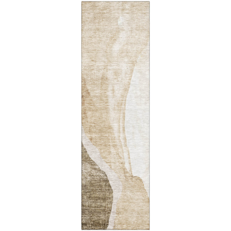Premium Machine Washable Prisco Brown Rug, Runner 2'3" x 7'6"