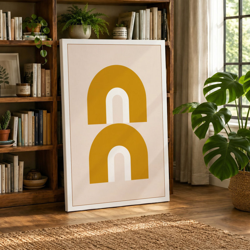 Golden Arches Minimalist 1 Piece Wrapped Canvas Wall Art, 30x20 - 76.2 x 50.8 cm, Black Border