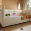 Beige Velvet Upholstered Twin Daybed With Hydraulic Storage Bed Frame, Type - C Charging, Wooden Slats, And Back, A Stylish Solution Storage, Ensuring Comfort Practicality Without Mattress-313787765