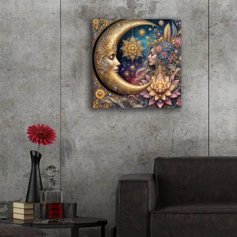  «Golden Moon» par Rey Klimt, art mural en verre acrylique, H 24 po x l 24 po x P 0,2 po