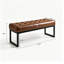 Banc d'entrée vintage capitonné de 120 cm (47,2 pouces), banc de lit en métal en forme de U avec décoration cloutée-1423720836
