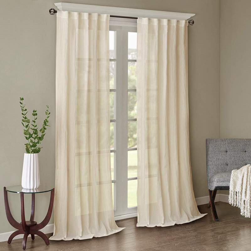 Solid Crushed Curtain Panel Pair(2 Pcs Window Panels), 50" W x 84" L