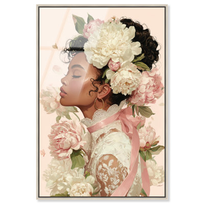 Décoration murale encadrée «Gentle Coquette Bloom» par Art Remedy, cadre en noyer, 30 x 45