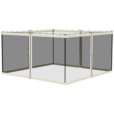 Outsunny 13' X 13' Replacement Mesh Sidewall Netting For Patio Gazebos And Canopy Tents With Zippers