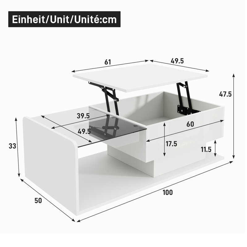 Lift Top Coffee Table with Storage