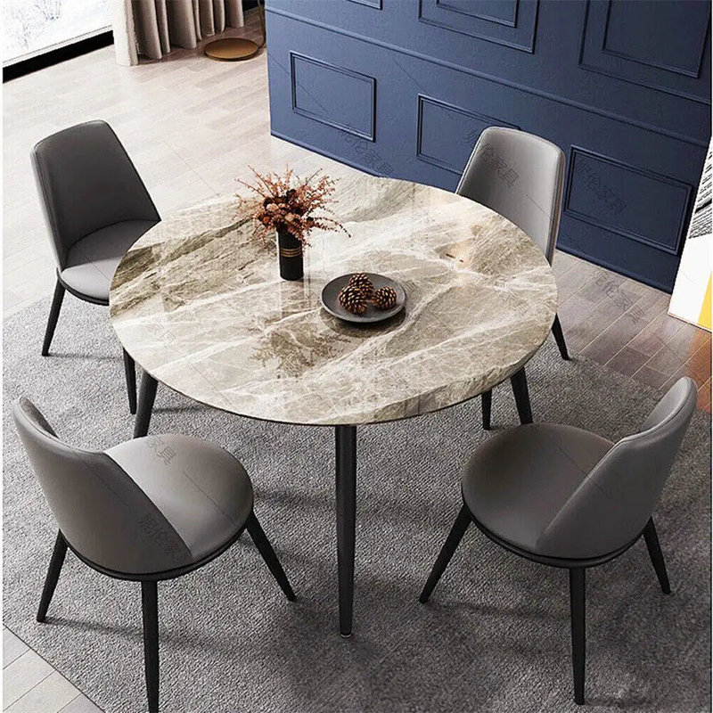 Table de salle à manger moderne pour 4 personnes avec dessus en marbre, Gris