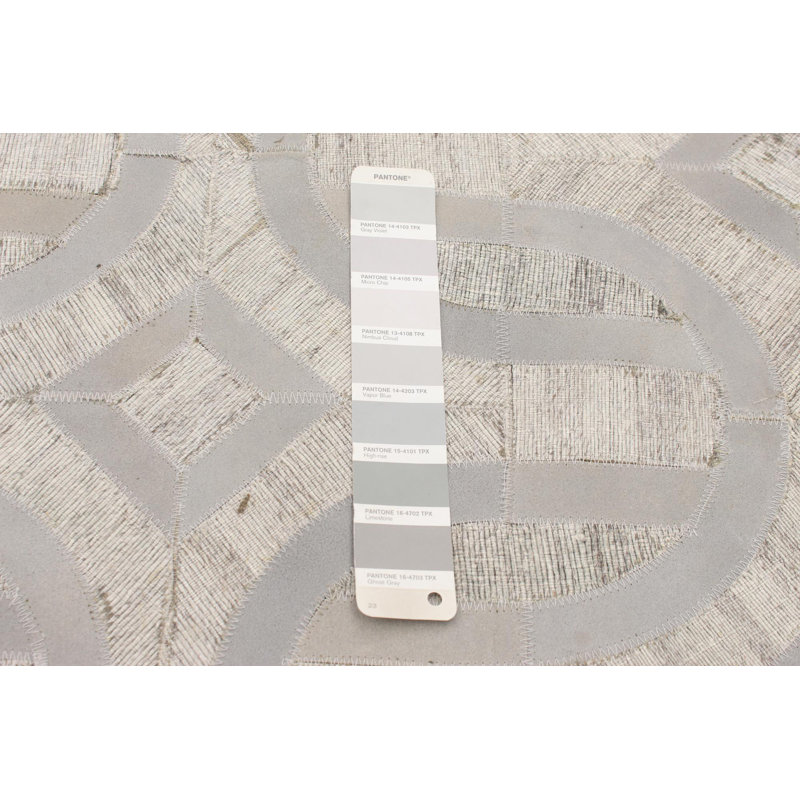 Tapis géométrique beige / gris en jute fabriqué à la main Wambaw