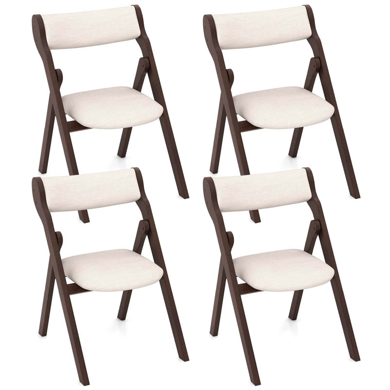 Ensemble de 4 chaises pliantes avec dossier rembourré confortable et structure en bois d'hévéa naturel