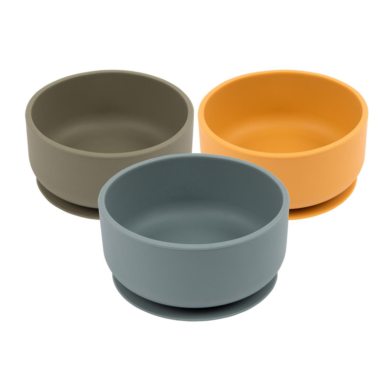 Tiny Dining - Baby Silicone Suction Bowl, Silver/Grey/Yellow