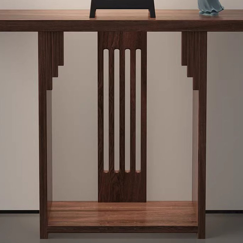 Nouvelle table de véranda entièrement en bois massif de style chinois., H 31,5 po x l 47,2 po x P 11,8 po, Brun