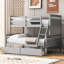 Lit superposé simple au-dessus d'un lit double, finition grise, avec tiroirs de rangement sécurisés gris, pratique-1805846030