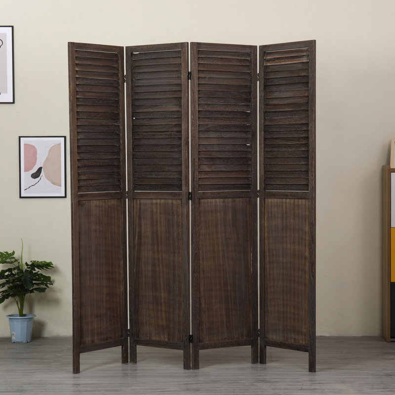 Cloison 4 panneaux Rustic Shutter, Brun antique