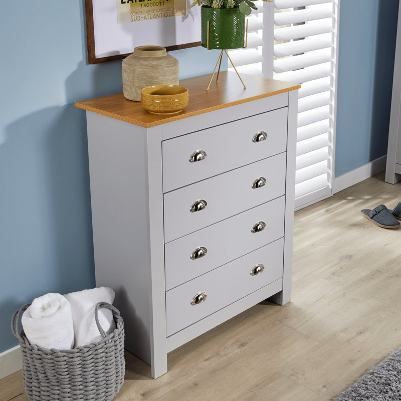 Anani 4 Drawer Wide Chest of Drawers, Grey