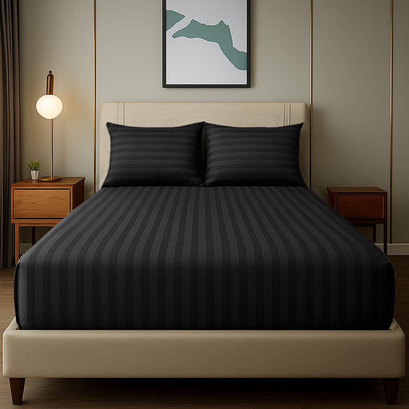 Microfiber Standard Fitted Sheet, Double (4'6), Black