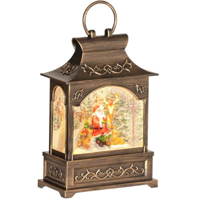 Lighted Lantern Snow Globe With Swirling Glitter,Musical Christmas Snow Globe,Battery Operated Xmas Decoration