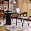 Bureaux noirs en bois massif de forme libre-108510954