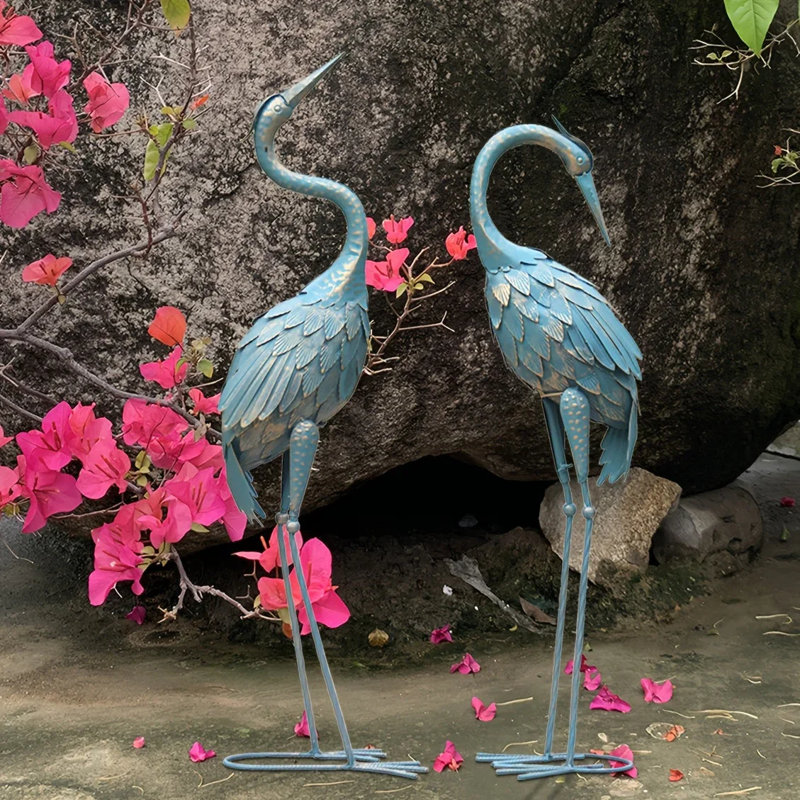 Bird Crane Metal Garden Statue