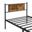 Geissler Metal Bed Frame with Wood Panel Headboard-123819852-123834357