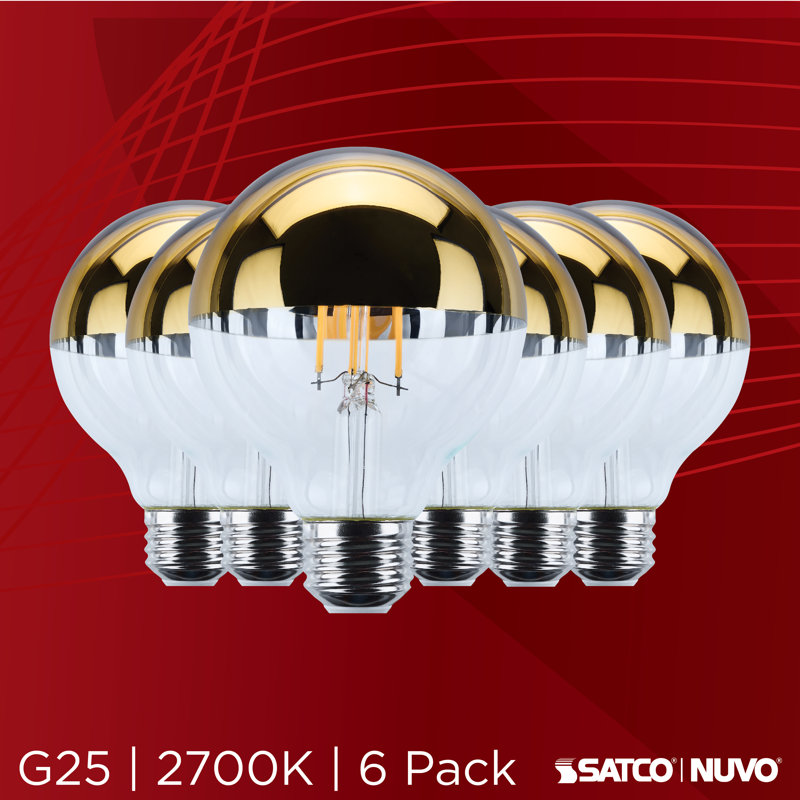 5.5 Watt G25 LED Medium Base 2700K CCT Silver Crown 60 Watt Replacement, Yellow/Clear